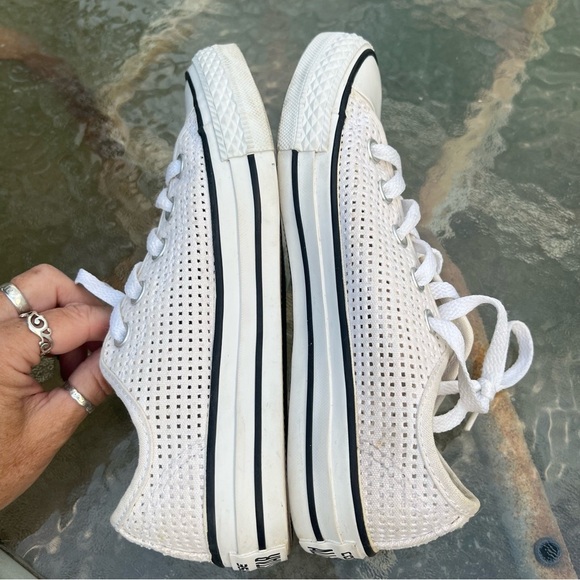 Converse Chuck Taylor All Star Low Top White Perforated Shoes - Picture 6 of 12